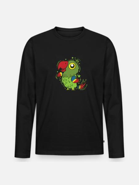 Parrot Dancing Bird Talking Animal - Men's Premium Organic Long Sleeve Shirt - black