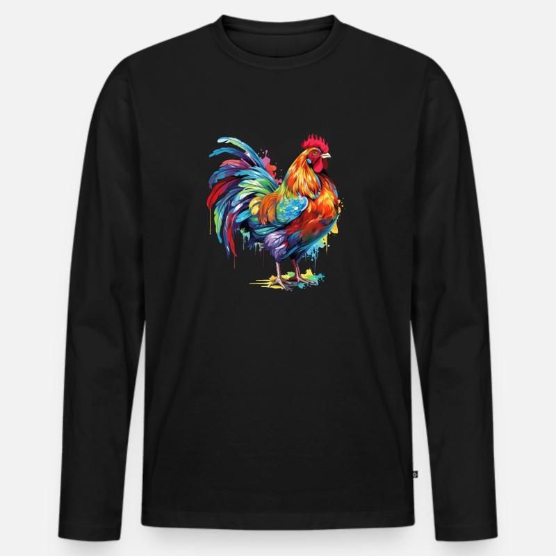 huhn bunt - Männer Premium Bio Langarmshirt - Schwarz