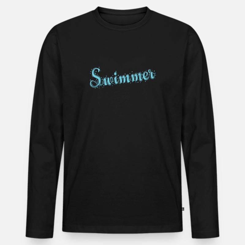 Swimmer Sport Training Hobby - Männer Premium Bio Langarmshirt - Schwarz