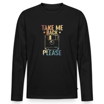 Take me back Please Floppy Disk Retro Storage Module - Men's Premium Organic Long Sleeve Shirt - black - Front - Nico (187cm)