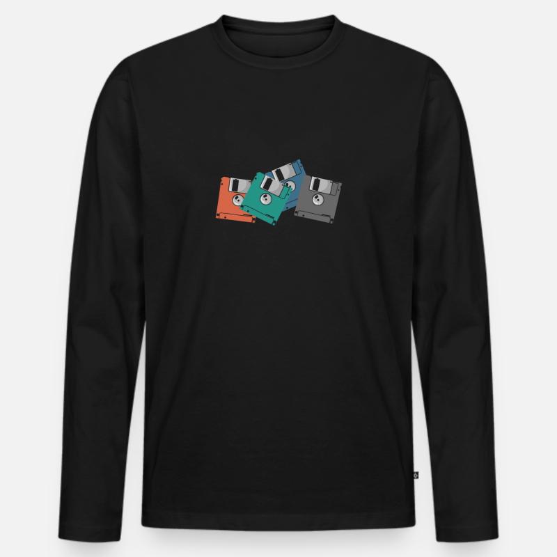 bunte Disketten Retrospeichermodul Datenträger - Männer Premium Bio Langarmshirt - Schwarz