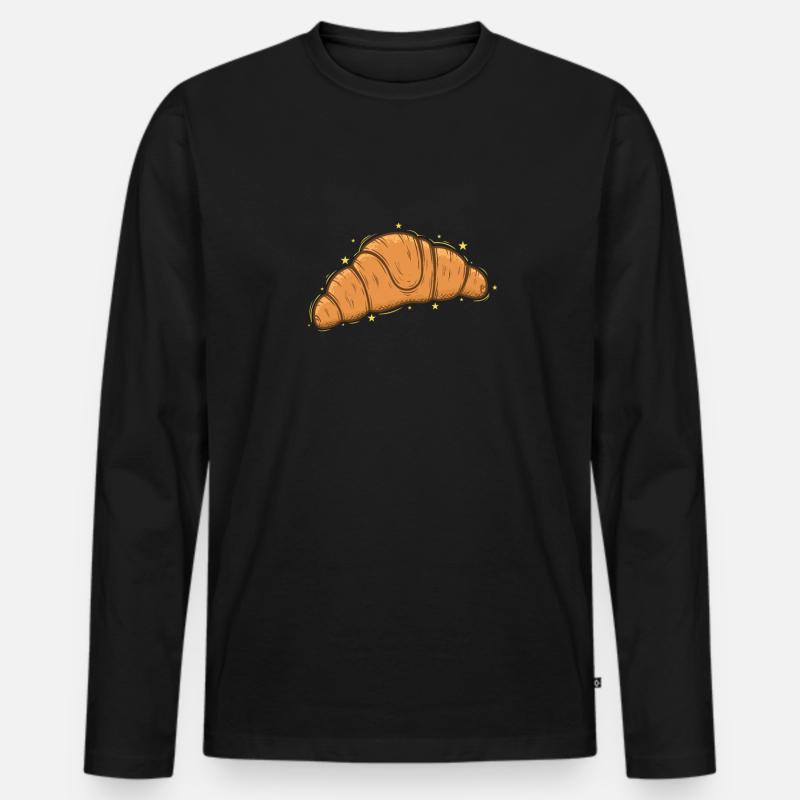 Brot Bäcker Hörnchen Coissant Backware - Männer Premium Bio Langarmshirt - Schwarz