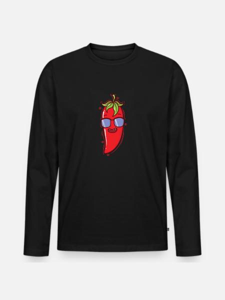cool chili krydda kryddighet Scoville - Ekologisk långärmad premium-T-shirt herr - svart