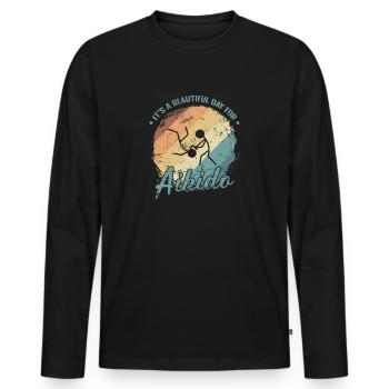 It's a Beautiful Day for Aikido Kampfkunst - Männer Premium Bio Langarmshirt - Schwarz - Vorne - Nico (187cm)
