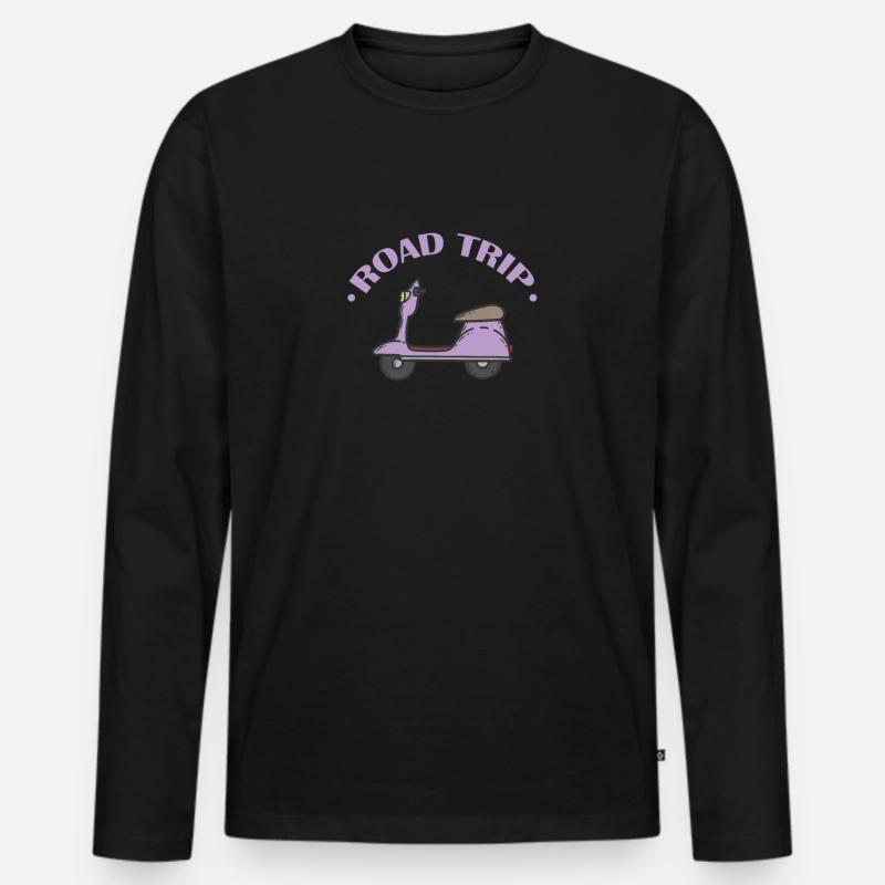 Road Trip Roller Abenteuer Reise - Männer Premium Bio Langarmshirt - Schwarz