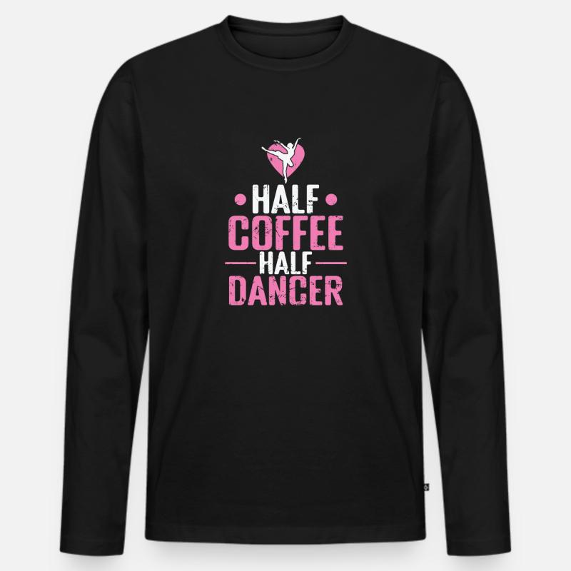 Half Coffee Half Dancer Ballet - Männer Premium Bio Langarmshirt - Schwarz