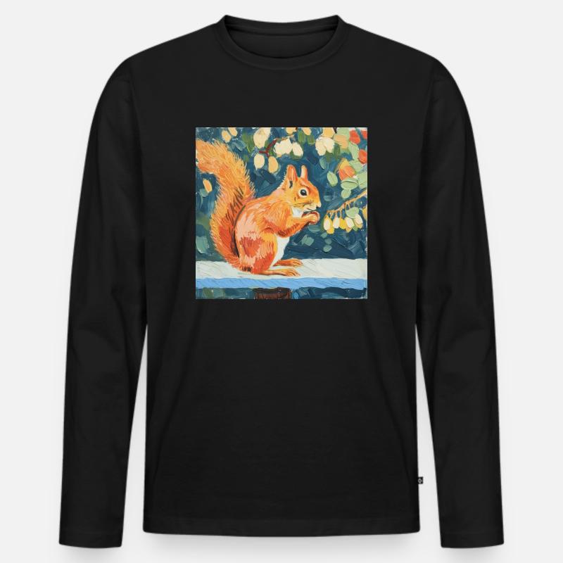 eichhörnchen, bunt, tier, geschenk, geschenkidee - Männer Premium Bio Langarmshirt - Schwarz