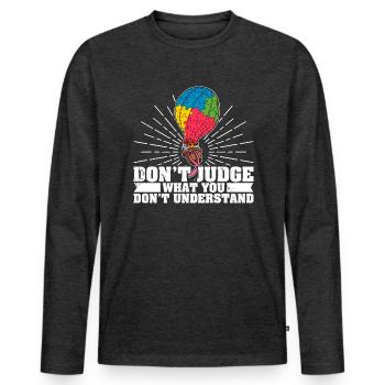 Ballon autiste autisme pièce de puzzle - T-shirt manches longues Premium bio Homme - anthracite chiné - Devant - Nico (187cm)