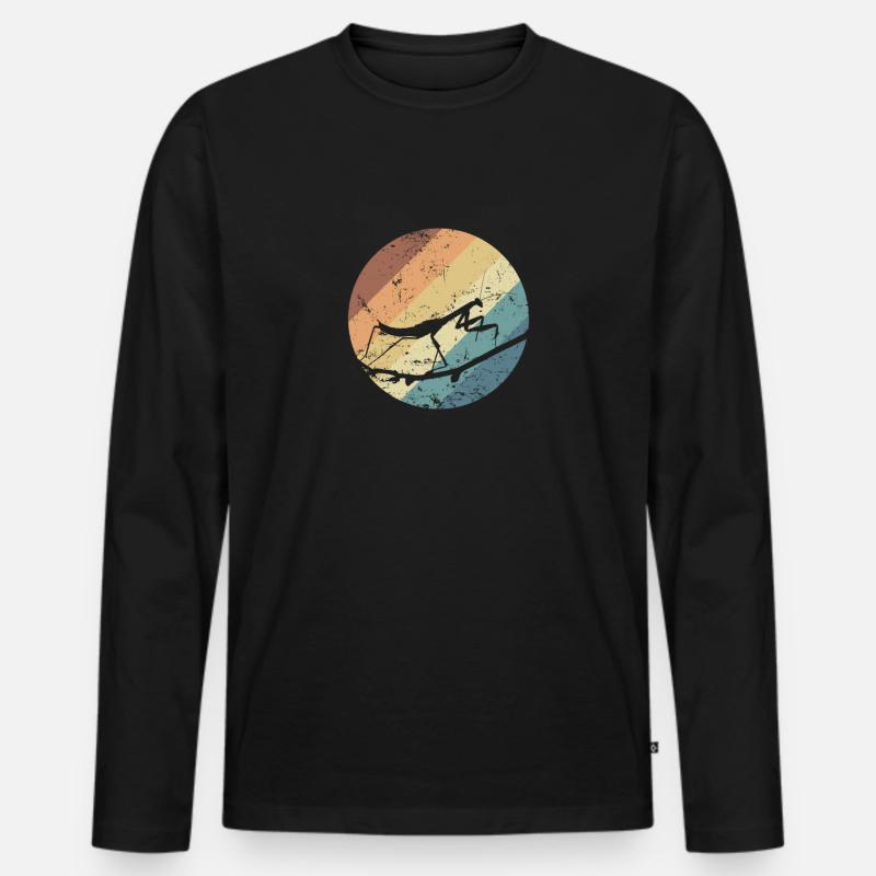 Gottesanbeterin im Farbverlauf - Männer Premium Bio Langarmshirt - Schwarz