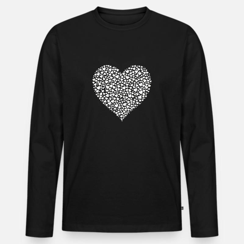 Herz - Männer Premium Bio Langarmshirt - Schwarz