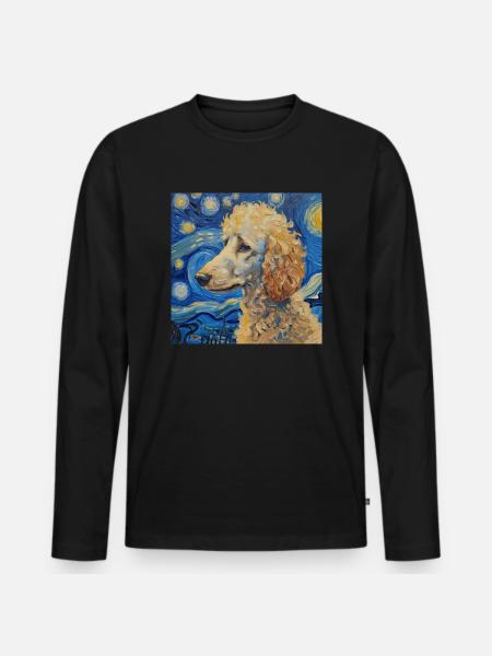 Poodle Van Gogh Gift - Men's Premium Organic Long Sleeve Shirt - black
