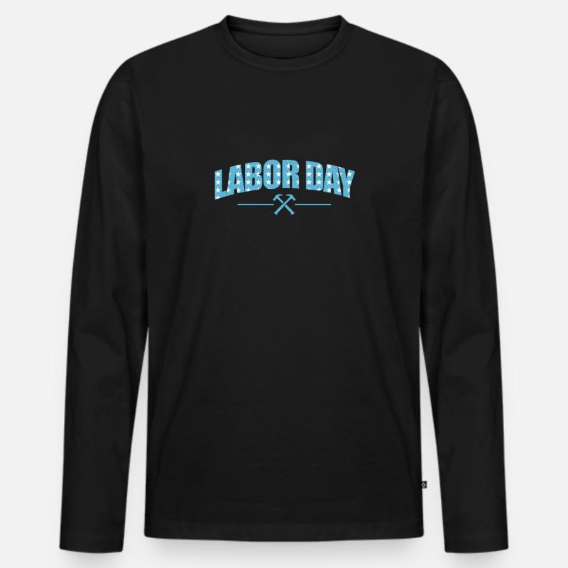 Labor Day USA - Männer Premium Bio Langarmshirt - Schwarz