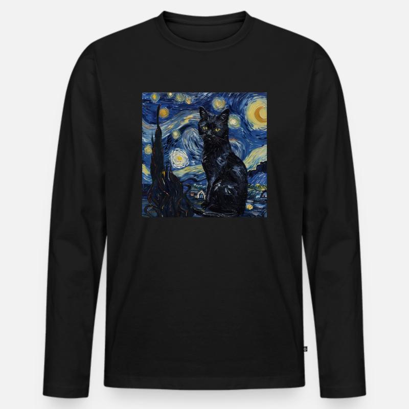 Katze, katzenmotiv - Männer Premium Bio Langarmshirt - Schwarz