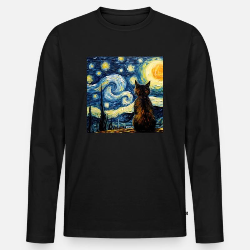 Katze, katzenmotiv - Männer Premium Bio Langarmshirt - Schwarz