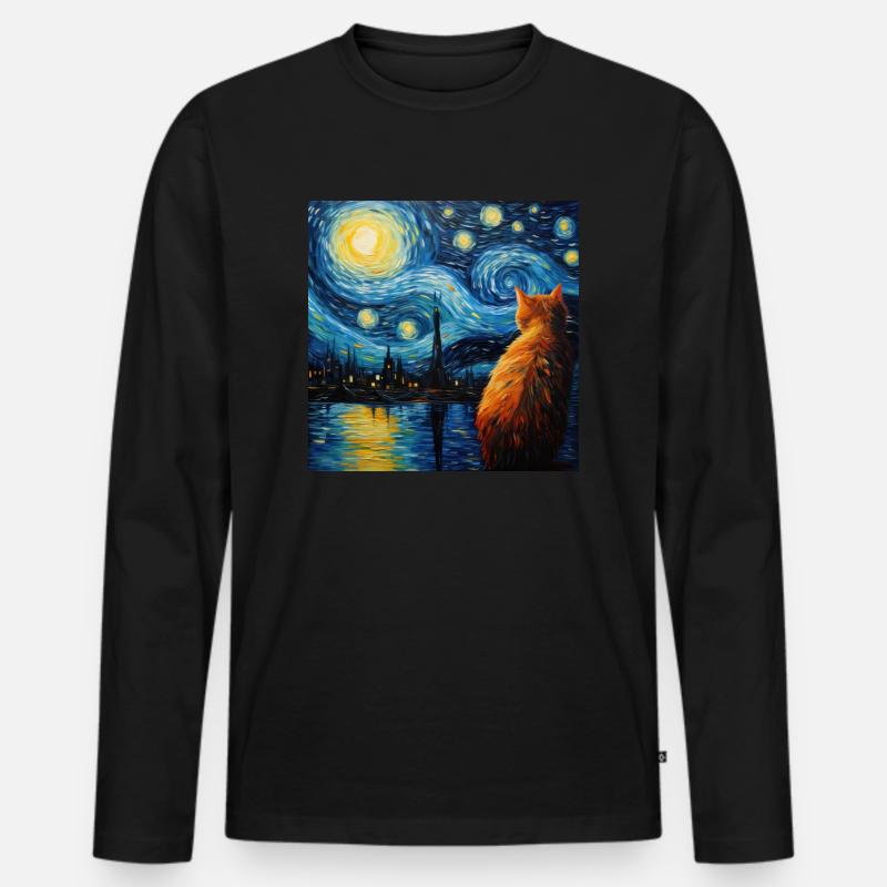 Katze, katzenmotiv - Männer Premium Bio Langarmshirt - Schwarz