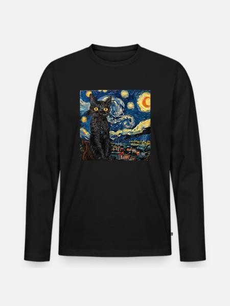 Chat, Motif De Chat - T-shirt manches longues Premium bio Homme - noir