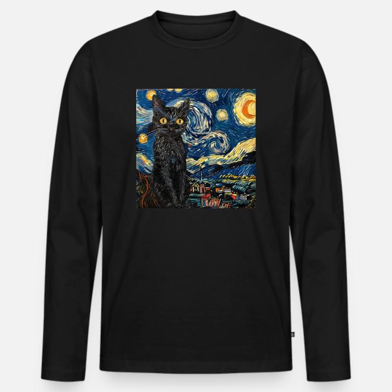 Katze, katzenmotiv - Männer Premium Bio Langarmshirt - Schwarz