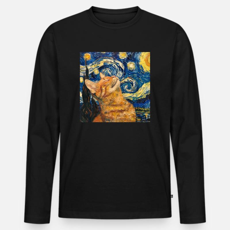 Katze, katzenmotiv - Männer Premium Bio Langarmshirt - Schwarz