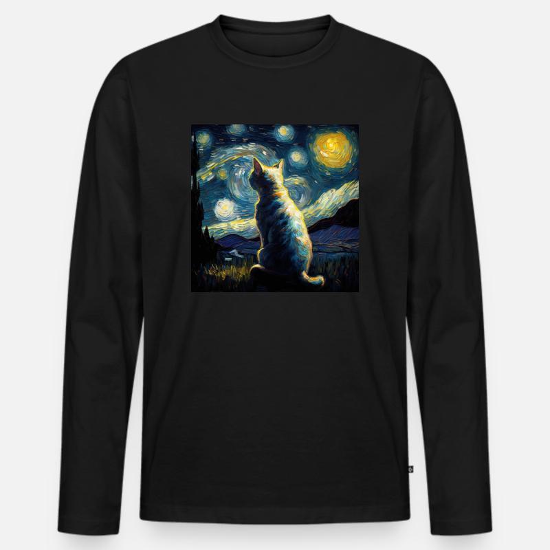 Katze, katzenmotiv - Männer Premium Bio Langarmshirt - Schwarz