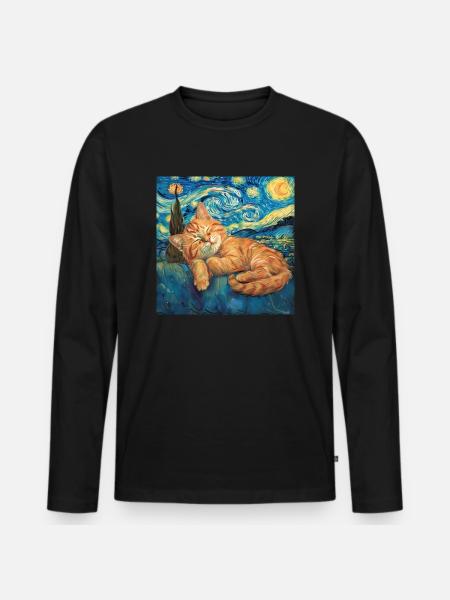 Chat, motif chat, cadeau - T-shirt manches longues Premium bio Homme - noir