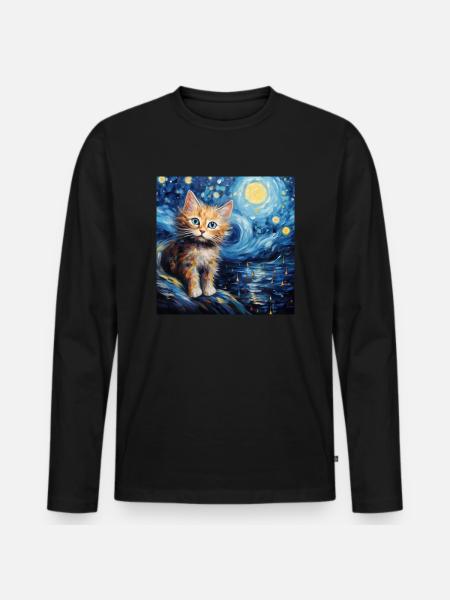 Chat, motif chat, cadeau - T-shirt manches longues Premium bio Homme - noir