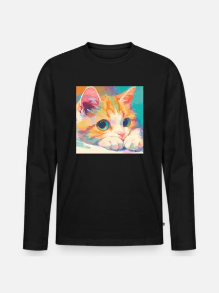 Chat, Motif De Chat - T-shirt manches longues Premium bio Homme - noir