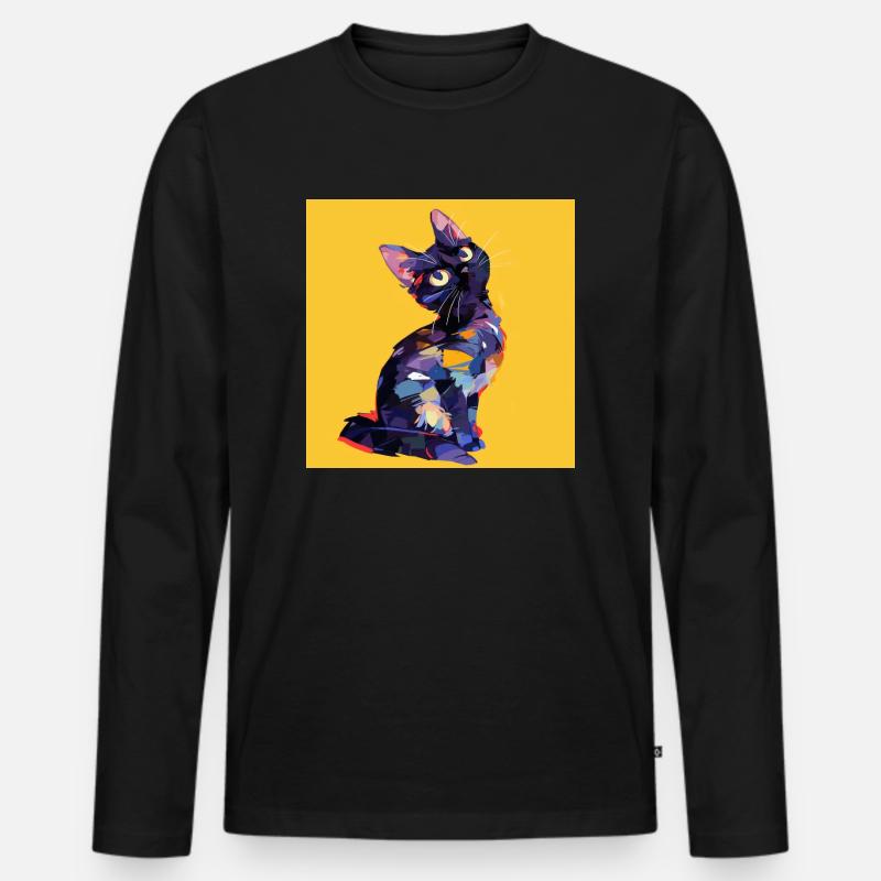 Katze, katzenmotiv - Männer Premium Bio Langarmshirt - Schwarz