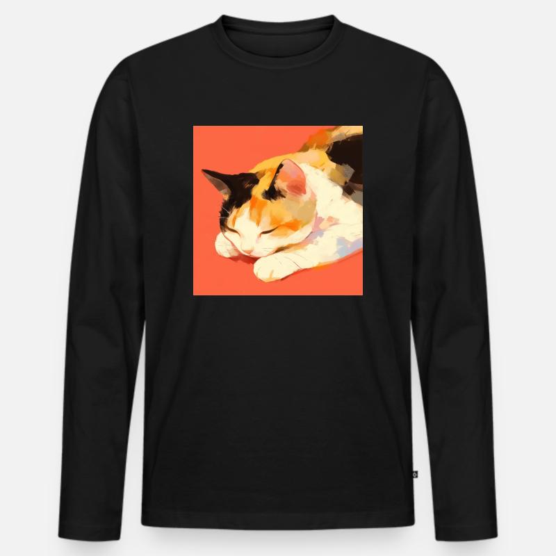 Katze, katzenmotiv - Männer Premium Bio Langarmshirt - Schwarz