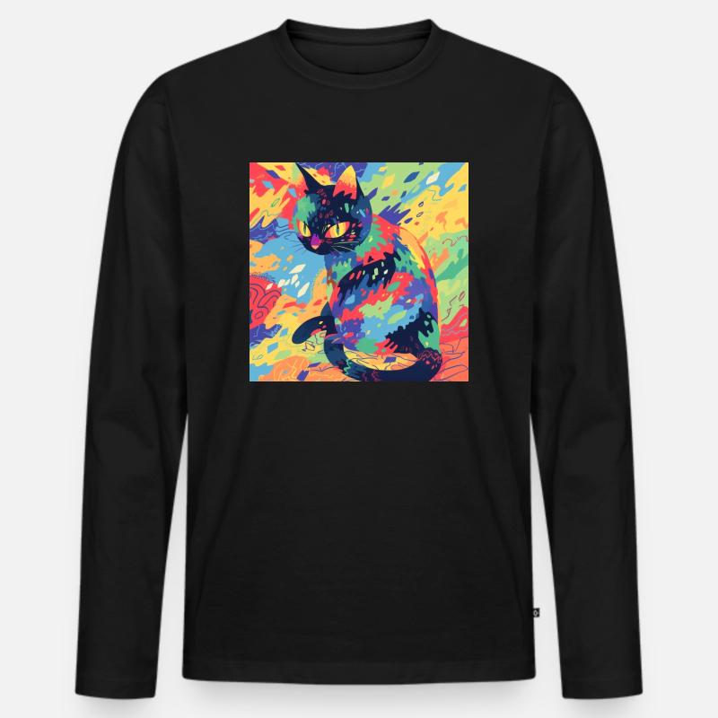 Katze, katzenmotiv - Männer Premium Bio Langarmshirt - Schwarz