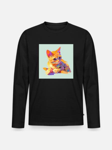 Chat, Motif De Chat - T-shirt manches longues Premium bio Homme - noir