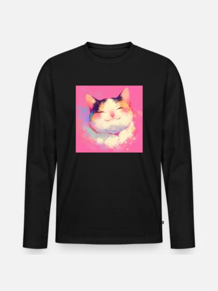 Chat, Motif De Chat - T-shirt manches longues Premium bio Homme - noir