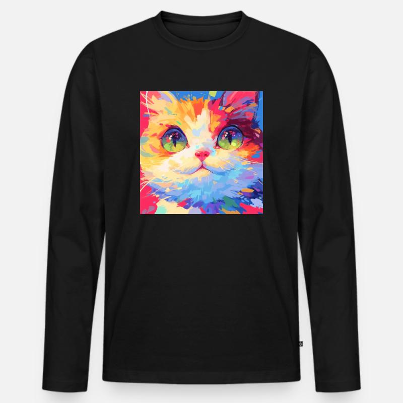 Katze, katzenmotiv - Männer Premium Bio Langarmshirt - Schwarz