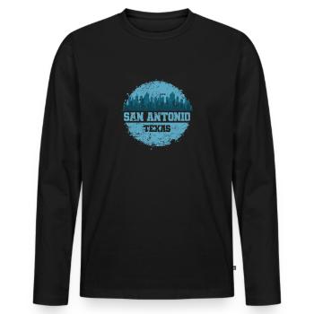 San Antonio Stadt im Bundesstaat Texas - Männer Premium Bio Langarmshirt - Schwarz - Vorne - Nico (187cm)