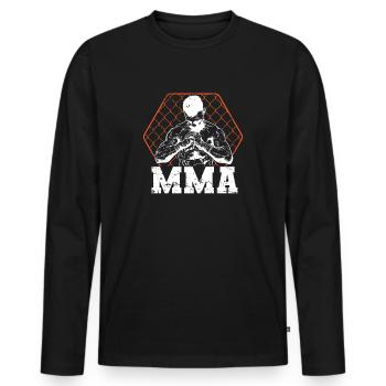 MMA Cage Combat d’arts martiaux mixtes - T-shirt manches longues Premium bio Homme - noir - Devant - Nico (187cm)