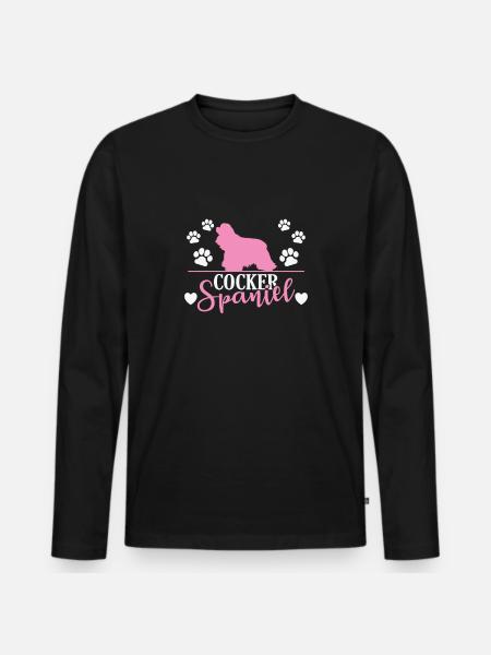 Cocker Spaniel with Paw Print - Men's Premium Organic Long Sleeve Shirt - black