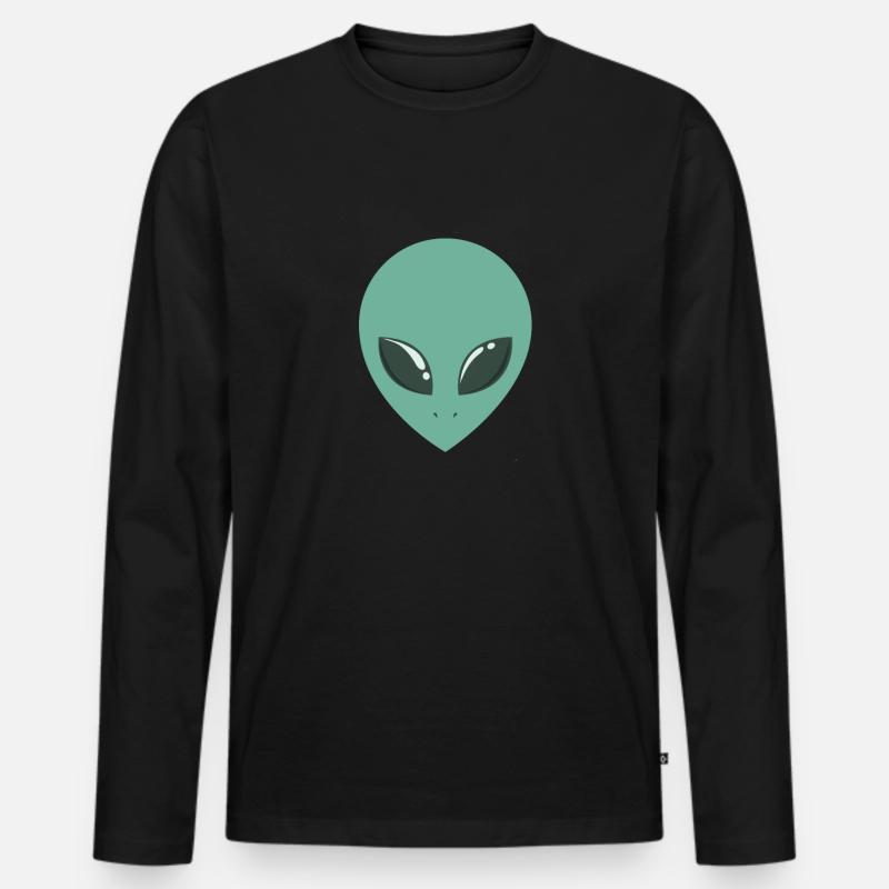 Alien symmetrischer Kopf - Männer Premium Bio Langarmshirt - Schwarz