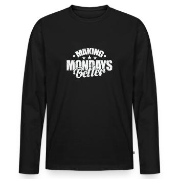 Améliorer les lundis - T-shirt manches longues Premium bio Homme - noir - Devant - Nico (187cm)