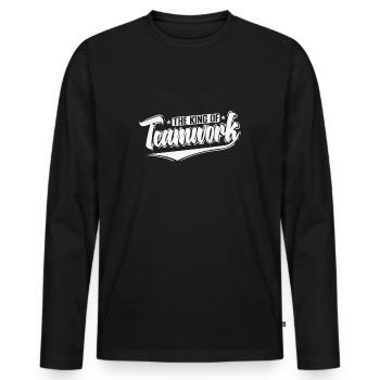 Le roi du travail d’équipe - T-shirt manches longues Premium bio Homme - noir - Devant - Nico (187cm)