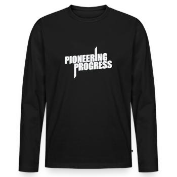 Progrès pionniers - T-shirt manches longues Premium bio Homme - noir - Devant - Nico (187cm)