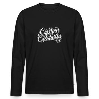 Capitaine de la créativité - T-shirt manches longues Premium bio Homme - noir - Devant - Nico (187cm)