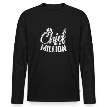Un chef dans un million - T-shirt manches longues Premium bio Homme - noir - Devant - Nico (187cm)