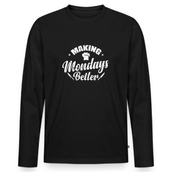 Améliorer les lundis - T-shirt manches longues Premium bio Homme - noir - Devant - Nico (187cm)