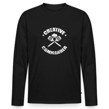Commandant créatif - T-shirt manches longues Premium bio Homme - noir - Devant - Nico (187cm)