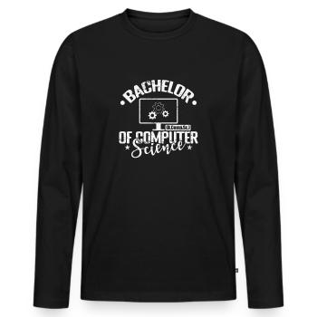 Bachelor of Computer Science (B.Comp.Sc.) - Männer Premium Bio Langarmshirt - Schwarz - Vorne - Nico (187cm)