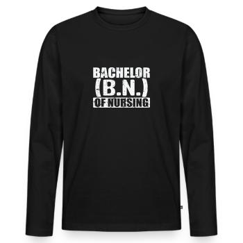 Bachelor of Nursing Medizinische Pflege - Männer Premium Bio Langarmshirt - Schwarz - Vorne - Nico (187cm)