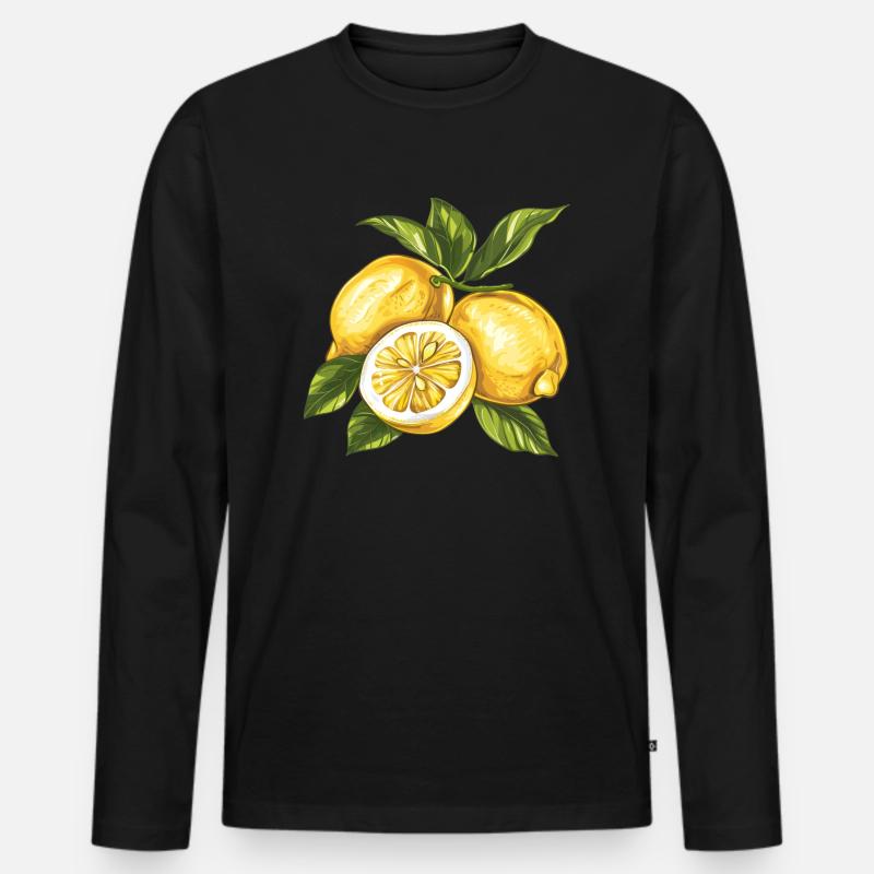 Zitronen Lemon - Männer Premium Bio Langarmshirt - Schwarz