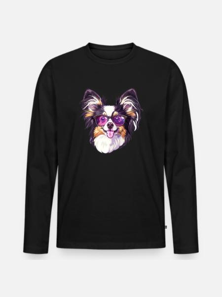 Continental Miniature Spaniel Papillon - Men's Premium Organic Long Sleeve Shirt - black