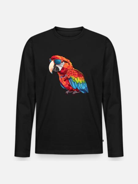 Parrot, Bird, Tropical, Sunglasses, Summer - Men's Premium Organic Long Sleeve Shirt - black