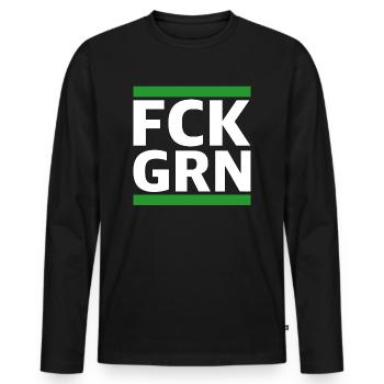 Fuck the green | funny sayings, climate change - Men's Premium Organic Long Sleeve Shirt - black - Front - Nico (187cm)