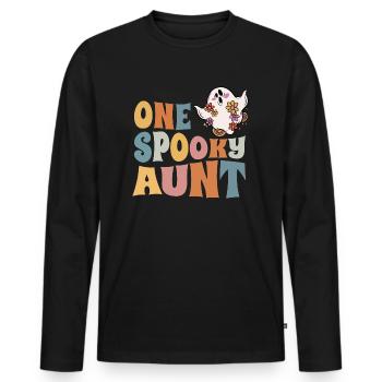 One Spooky Aunt Groovy Halloween Costume - Men's Premium Organic Long Sleeve Shirt - black - Front - Nico (187cm)